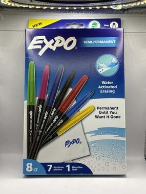 Expo Semi-Permanent Wet Erase Markers Fine 8 Count